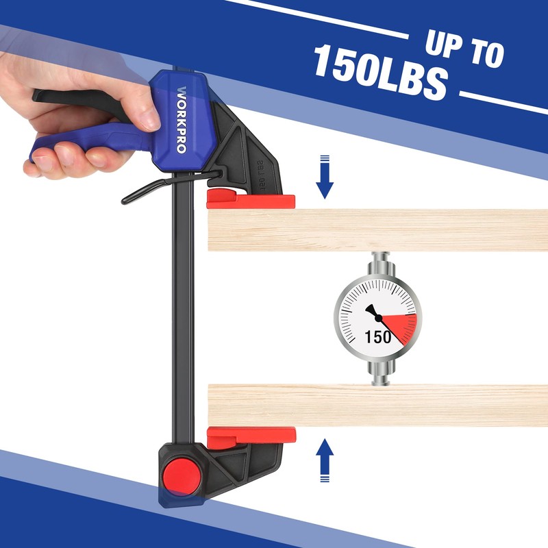 WORKPRO Bar Clamps for Woodworking, 6-Pack One-Handed Clamp/Spreader, 6-Inch (4)