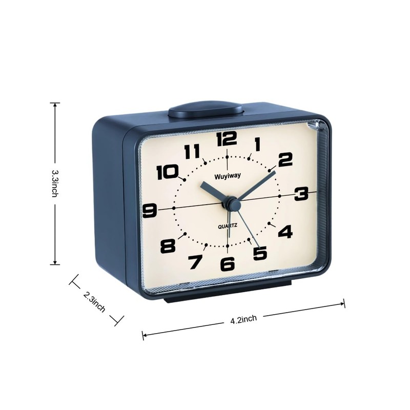 Wuyiway Retro Analog Alarm Clock, Battery Operated,4" Vintage Decor for