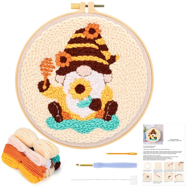 JSRQT Honey Gnomes Punch Needle Kit for Beginners, Punch Needle