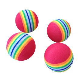 PET SHOW 50pcs 1.38" Red Rainbow Cat Toy Balls Soft EVA Foam Interactive Indoor Kittens Favorite Toys 35mm Dia. Small Dogs Puppies Toy Balls Bulk Activity Chase Quiet Play Bulk Sponge Ball