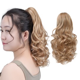 SYXLCYGG Clip Ponytail Blonde Claw Clip Pony Tails Extension Wavy 14" 4.3 OZ Synthetic Like Real Hair Fake Hair pieces Women Easy To Use Yaki Fluffy Like Real Hair