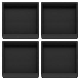 Furniture Coasters Caster Cups Rubber 3.5 inch Square No Slip Pads Hardwood Floors Protectors-for Furniture Legs Sofa Bed Piano Chair Feet Prevent Sliding Stoppers (4, Black Square 3.5 inch)