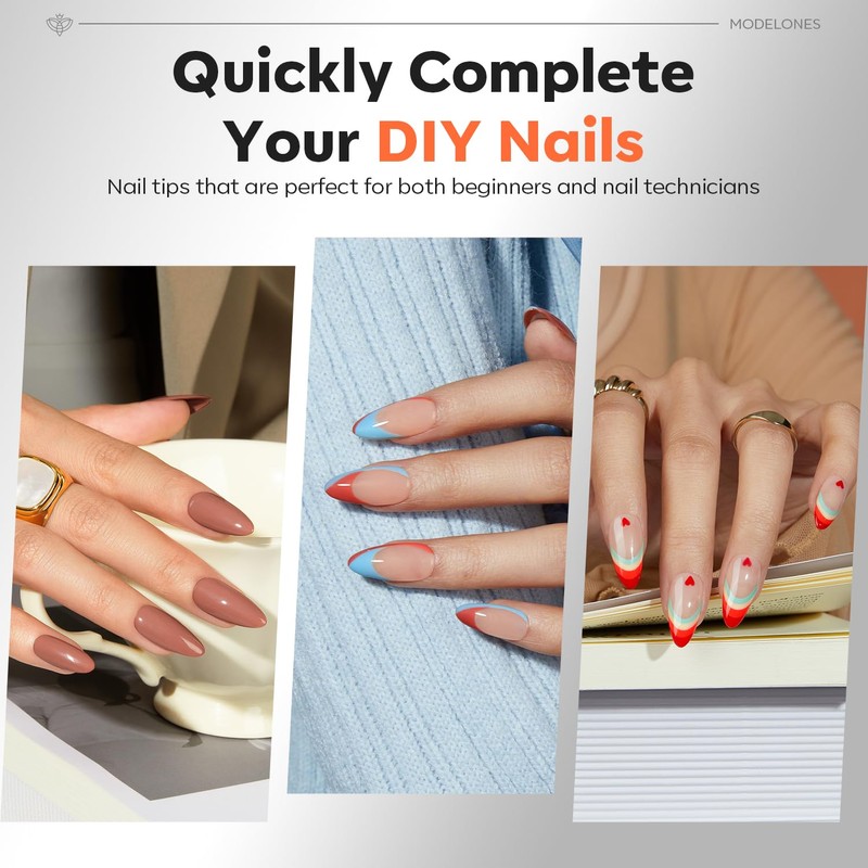 Modelones Nail Tips, 120 Pieces, Full Cover Nail Tips Set,