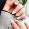JONKASIPA Medium Almond Fake Nails with 3D Floral Pearl Pattern,White