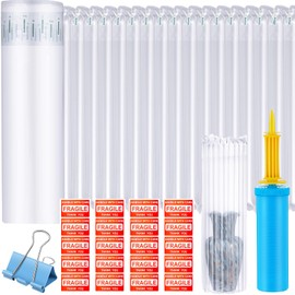 PerKoop 24"x85' Inflatable Air Pillows for Shipping Large Bubble Cushioning Wrap Packing with Pump Bubble Cushioning Wrap Roll with Fragile Stickers for Heavy Duty Moving Protection