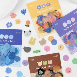 Profit.relaxed Schedule Seals, Character Notebook, Calendar, Korean Collage Material, 20 Types, 100 Sheets, 1 Bag (Orange)