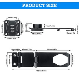 Combination Lock for Cabinet Cupboard, 3-Digit Keyless Hasp Latch Locks 3 Inch Metal Cupboard Lock Black Cabinet Locks Small Doors Security Locks