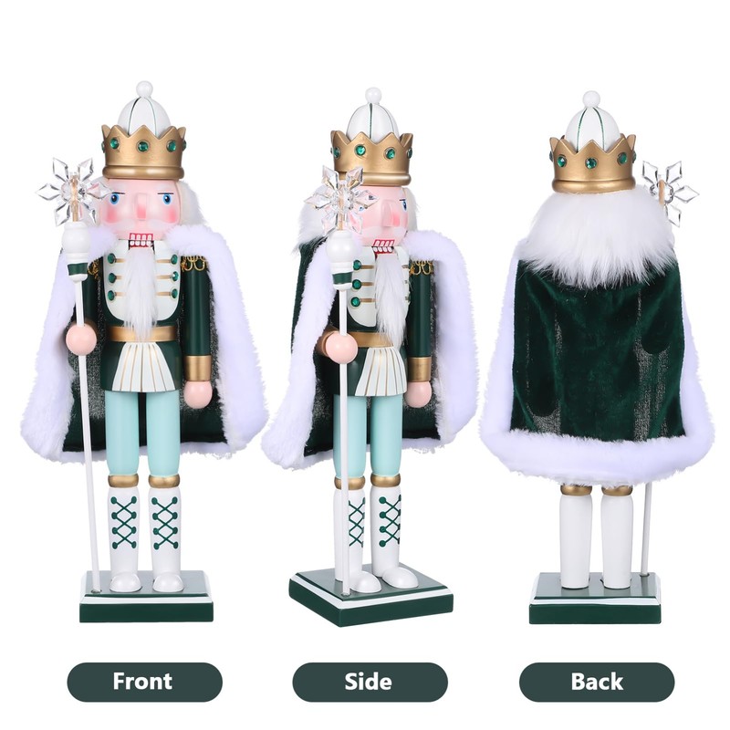 Healeved Large King Nutcracker Christmas Decor Figure 30cm Wooden King