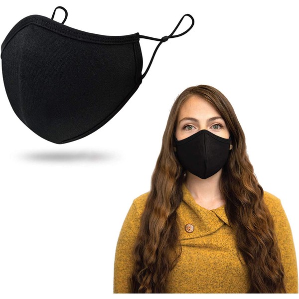 Reusable Mouth Mask with Adjustable Tie Behind Head Straps, Face Mask for Dust and Travel, Black