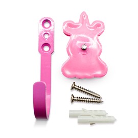 DOJA Barcelona Clothes Hooks Pink Unicorn Children's Coat Rack 34 x 90 mm Pack of 4 Children's Clothes Hooks Clothes Hooks Clothes Hanger for Children's Room Baby Clothes Hanger for Wardrobe