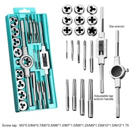 20 Tlg Gewindeschneider Set: Metrisch M3 - M12 Gewindeschneidsatz DIY, Gewindeschneider, Schneideisen, Gewindebohrer und Bohrer Set Gewindeschneid Satz, Gewinde Schneider Bohrer Werkzeug Set