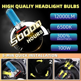 DMEPUGI Compatible With Buick Encore 2013-2020 halogen headlight Bulbs, 9005/HB3/H10 + H11/H8/H9 High Low Beam High Performance Halogen Headlights Bulbs Combo, 6000K White Light, Pack of 4