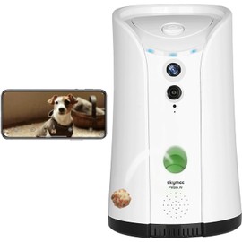 SKYMEE Dog Camera Treat Dispenser,WiFi Full HD Pet Camera with Two-Way Audio and Night Vision,Compatible with Alexa (2.4G WiFi ONLY) (Petalk AI)