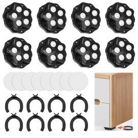 Pack of 8 Ball Castors Heavy Duty Ball Castors for Furniture Castors Flat Set Wheels for Kitchen Appliances Universal 360 Moving Wheels Mini Wheels with 5 Steel Balls and Brake for Furniture Storage