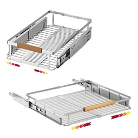 taiheis 2 Pack Expandable Pull Out Cabinet Organizer，Side Mounting 12.3~18.5"x22.5"Cabinet Pull Out Shelves, Expandable Slide Out Spice Rack for Kitchen Bathroom Office