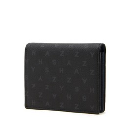 Hazzys (대구신세계)블랙 가죽 퍼피로고 라인배색 2단 카드지갑 HJHO5E457BK Daegu Shinsegae Black Leather Puppy Logo Two-Tone 2-Card Wallet HJHO5E457BK