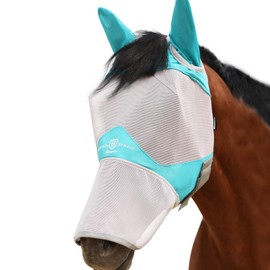 Harrison Howard Full Face Horse Fly Mask UV Protection and Breathable Mask for Equine Use Comfortable Fly Mask for Horses Mint XS