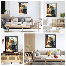 DAERLE Diamond Painting Katze trinkt Tee, Diamant Painting Bilder Katze, Diamond Painting Kinder Erwachsene DIY Diamant Vollbild, Malen Nach Zahlen 5D Diamant Painting für Wand Dekor 30x40cm