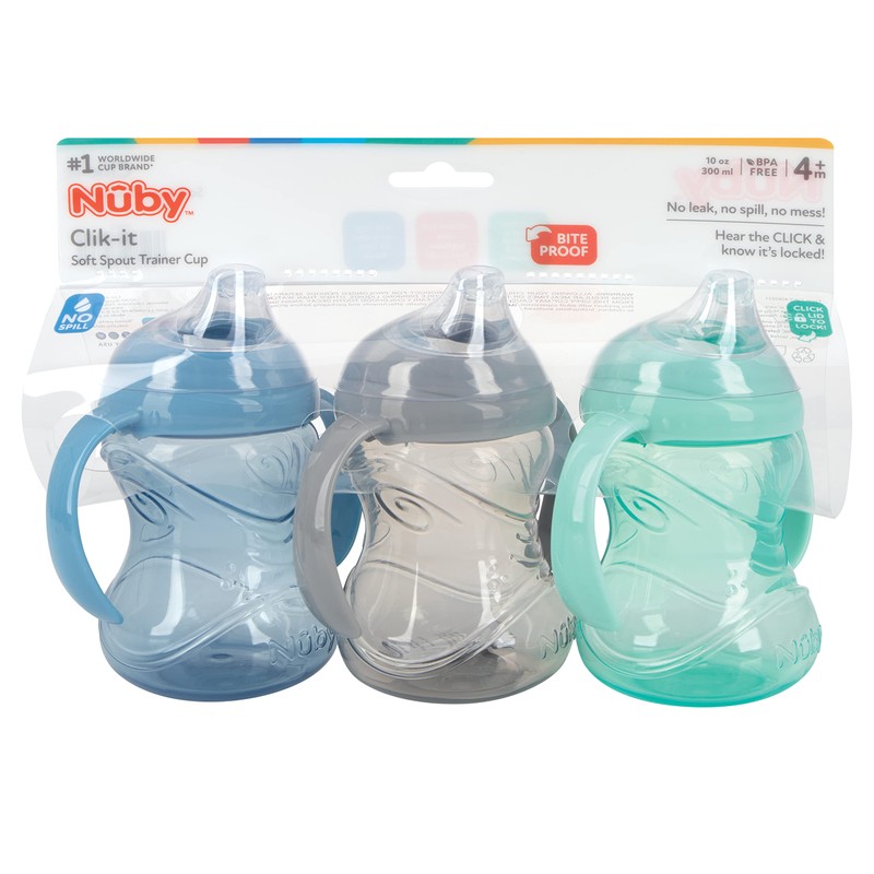 Nuby 3 Piece No-Spill Grip N’ Sip Cup with Soft