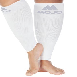 Mojo Compression Sleeve for Women and Men 20-30mmHg - Plus Size Footless Compression Knee High for Arthritis, Lymphedema, Leg Pain - White, 2X-Large - A604PS-WH5