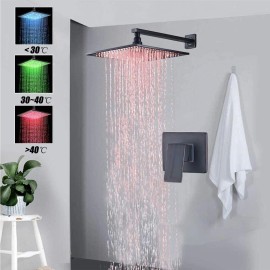 Rozin 8" Rainfall Shower Head Matte Black Shower Faucet System Combo Set w/Mixer Valve