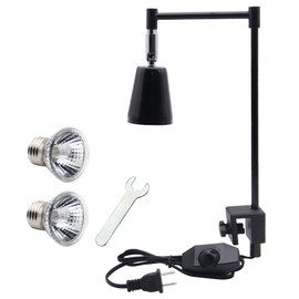 Reptile Heat Lamp Turtle Lights with Clip 360°Rotatable Basking Lamp Dimmable Switch Metal Stand with 25W/50W UVA UVB Full Spectrum Basking Spot Light, for Aquarium Fish Tank Reptile Amphibians Pets