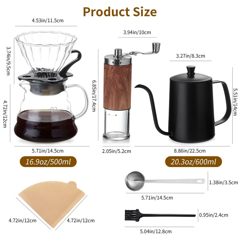Unbreakable Pour Over Coffee Maker Set – 6-Piece Set with