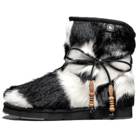 AUMU Women's Classic Mini Sheepskin Winter Boot Fur Boot Black Size 6