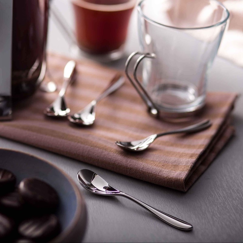 Robert Welch Bourton Bright Cutlery Coffee/Espresso Spoon, Set of 8.