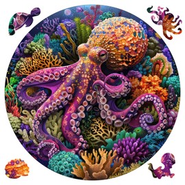 Ruikiyart 200 piece Puzzles for Kids, 5MM Octopus Puzzle, Sea Animal Brain Teaser Puzzles Unique Shaped for Kids Family Puzzle Games (11.2"*11.2")