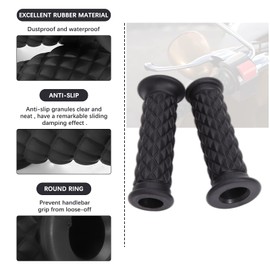 KEEPDSGN Motorbike Rubber Grips Universal 7/8" 22mm & 1" 25mm Slip Resistant Handlebar Handle Grips - Black,Open End