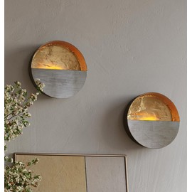 NativeSkins Eclipse Metal Wall Candle Sconces Set of Two Wall Candle Holders - Set of 2 Handcrafted Decorative Tea Light Sconce for Living Room Decor Gold Tea Holder