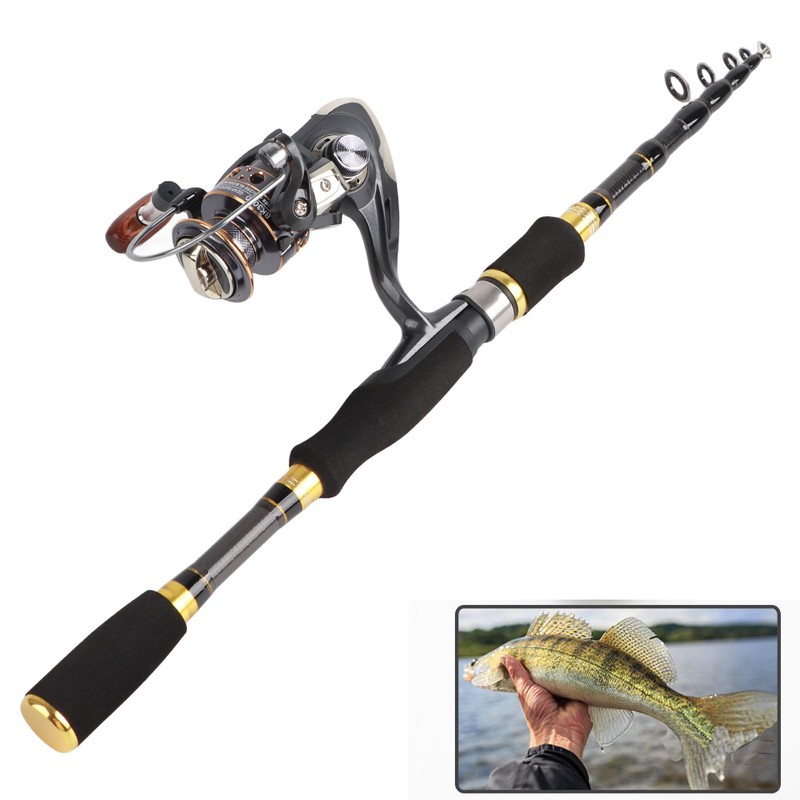 Fishing Rod Kit Carbon Fiber Telescopic 1.8m Fishing Pole and