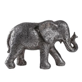 Hebdids Silver Elephant Statue - Modern Home Decor, Resin Sculpture for Bookshelves, Bedrooms, Desktops, Living Rooms (7.87" Silver)‌