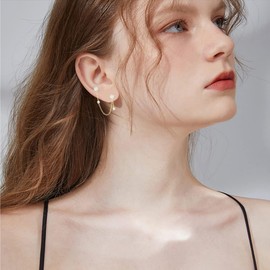 925 Sterling Silver Earrings with Chain for Women Cubic Zirconia Hypoallergenic Earrings with Chain Connected Earrings for Multiple Ear Holes Chain Stud Double Piercing, Sterling Silver