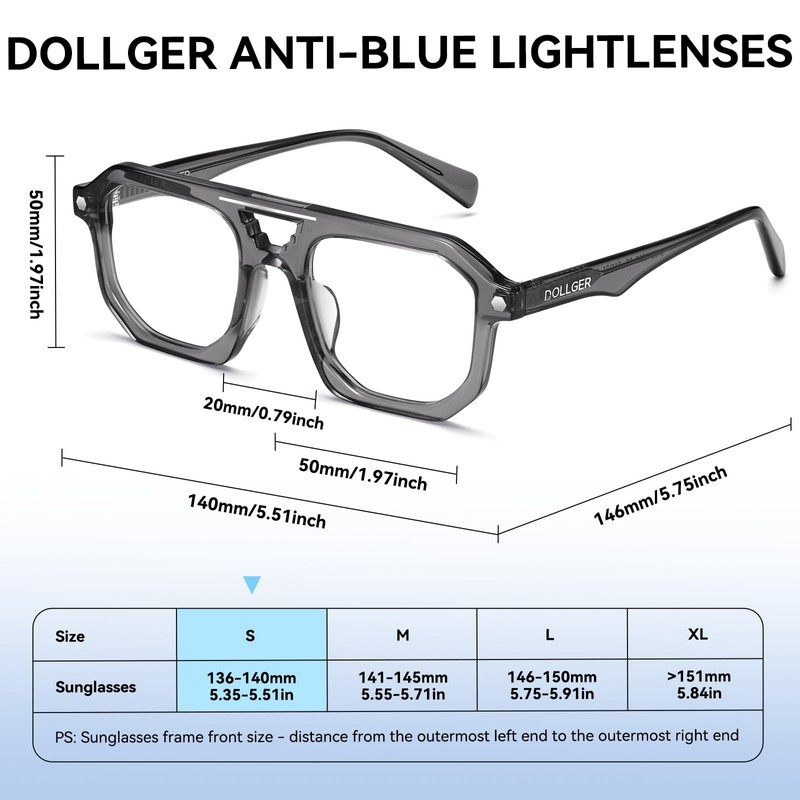 Dollger Blue Light Glasses for Women Men Grey