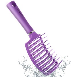 Lilovbesa Hair Brush, Detangling Hair Brush, Curved Detangler Brush for Women Men kids Curly Think Fine Thin Long Short Wet Dry Hair, Professional Hair Styling Tools,Fast Blow Drying, No Pull(Purple)