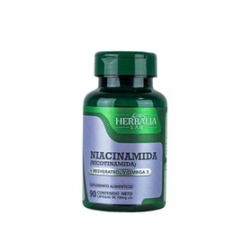 Niacinamida - Resveratrol - Omega 3 - Nicotinamida en Cápsulas - Beneficios para la Piel - Apoyo Antioxidante - Regeneración Celular - Suplemento Nutricional - 90 Cápsulas 700mg - Herbalia Lab