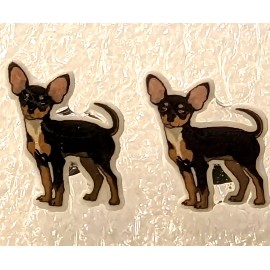 Chihuahua Dog Standing Teeny Tiny Flat Acrylic Stud Earrings Jewelry