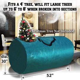 BenefitUSA Artificial Christmas Tree Bag Clean Up Holiday for Up to 8ft/9ft Tree Storage (52''x Dia. 30'' for up to 8', Green)