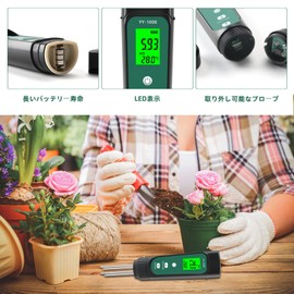 Slyfox 3 in 1 EC/Humidity/Temperature Soil Measuring Instrument, EC Measuring Instrument, Soil Moisture Meter, Soil Inspection, Agriculture, Gardening, Home Garden, Indoor and Outdoor Use, Japanese Instruction Manual (English Language Not Guaranteed)