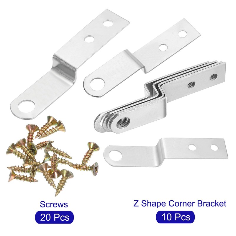 sourcing map 20 Pcs Z Shape Corner Bracket, 0.4 Inch
