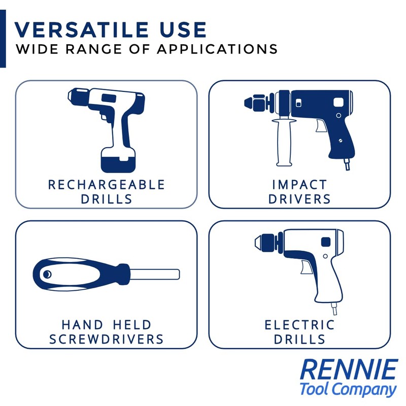 10 x Rennie Tools 75mm Long PH1 Impact Screwdriver Driver