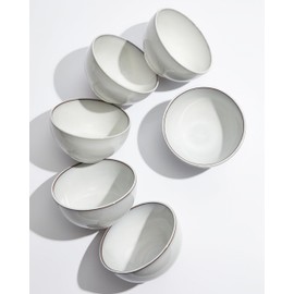 Pokini 5.3" Cereal Bowls & Dessert Bowls Set of 6-20 Oz Small Bowls for Kitchen-Ceramic Bowl for Cereal, Soup, Oatmeal, Salad, Ramen, Noodle, Rice, Yogurt-Dishwasher & Microwave Safe, Moonstone White