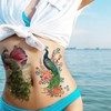 Nirbffo Large Temporary Tattoos Peacock Flowers Legs Arm Belly Back