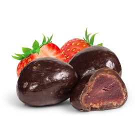 Dark Chocolate Covered Dried Strawberries by It's Delish, 12 Oz Bag | Gourmet Dark Chocolate Covered Strawberry Fruit Snacks Bulk Chocolate Candy | Vegan, Kosher