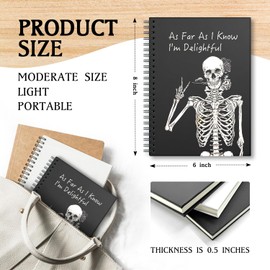 XKZGSZB As Far As I Know,I'm Delightful，Funny Hardcover Spiral Notebooks With 160 Pages,Funny Skeleton Themed Writing Notebooks,Funny Coworker Gift，Gift for Office Coworker Office Worker Friend