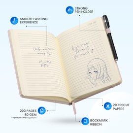 Tasalas A5 Notebooks 3 Pack with Pen - 200 Lined Pages Journal Notepads, 80 GSM, Pink Notebooks A5, Soft Cover, Elastic Loop, Pen Holder, Expandable Pocket - Note Books for Note-Taking