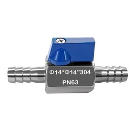 MiJunHD 14mm Barb Ball Valve, 304 Stainless Steel Mini Shut Off Valve Switch for Water,Gas,Fuel,Drip,Irrigation