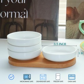 Btrquedo 4 PACK Dipping Bowls Set, 3.5 Inch Ceramic Dipping Sauce Dishes Porcelain Side Dish Bowl for Sauces, Salad Dressing, Condiments, Snacks, Appetizers (WHITE)